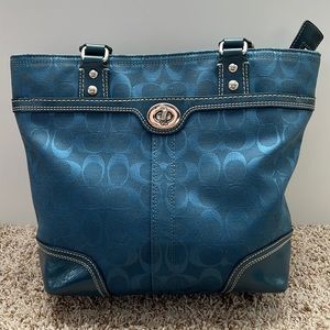 Coach teal shoulder purse